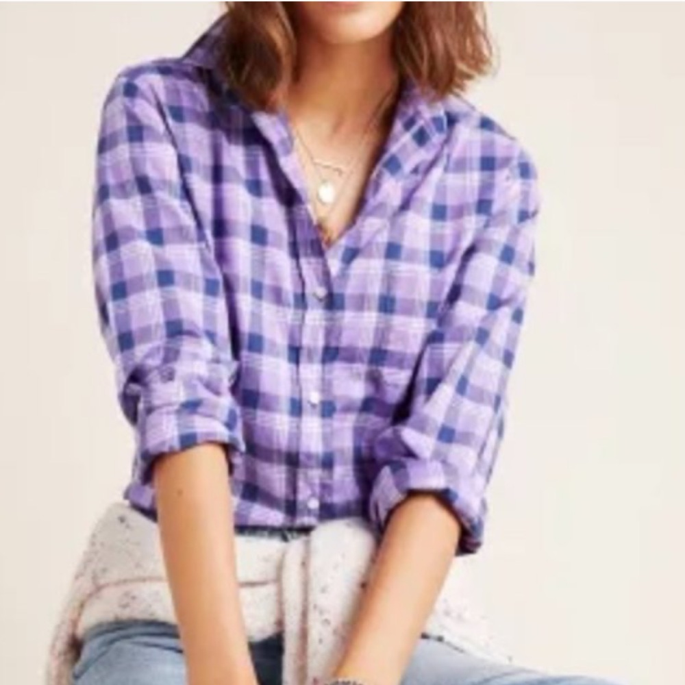 Grayson Purple and White Plaid Button Down Shirt 2(S)